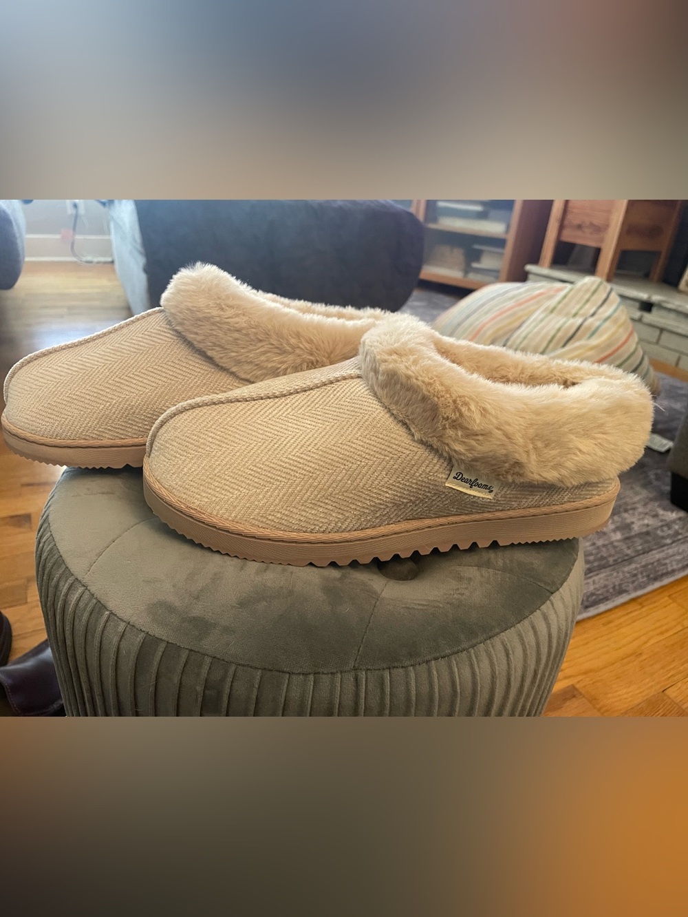 dearfoams Women's Plush Herringbone Slip-On NWOT